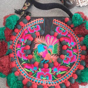 Embroidered Crossbody - Colorful Peacock